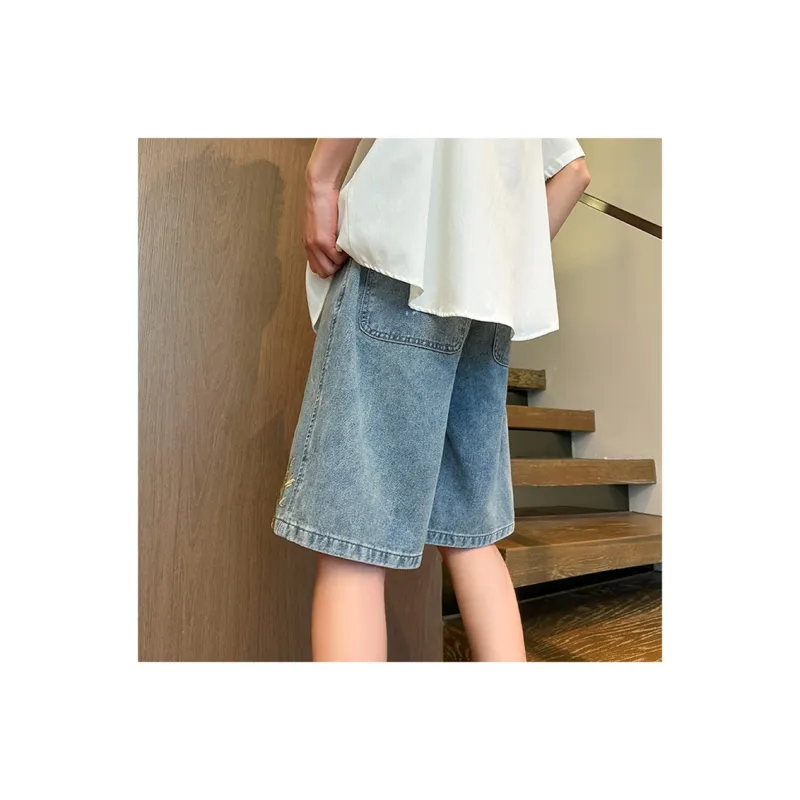 FANACULT Denim Shorts Unisex Light Blue-3