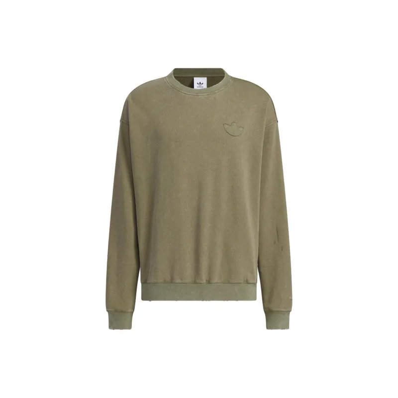 Adidas Originals WASHEDCREW SWEATSHIRT Sweatshirt Men Strata Olive Green-0