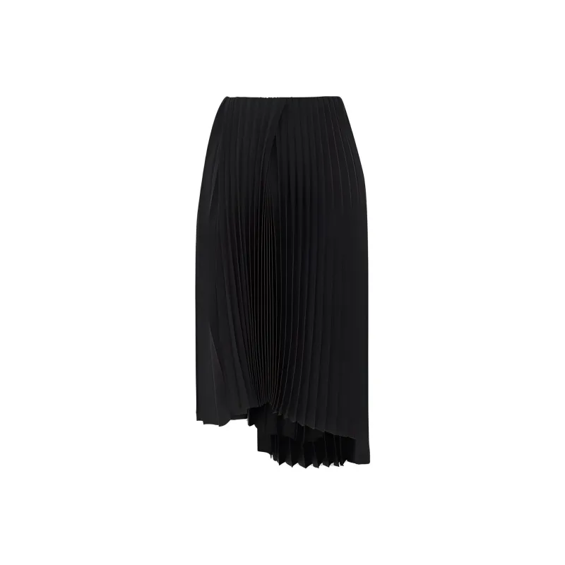 SAINT LAURENT Asymmetrical Pleated Midi Skirt-1