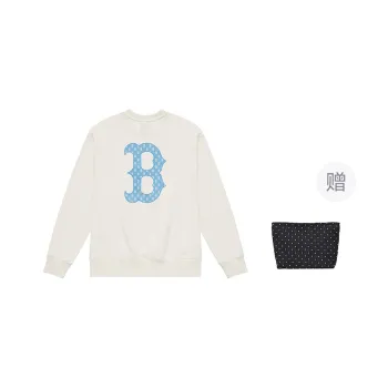 MLB Boston Red Sox MONOGRAM Monogram Collection 24FW Early Autumn Pullover Crew Neck American Sweatshirt Unisex Cream