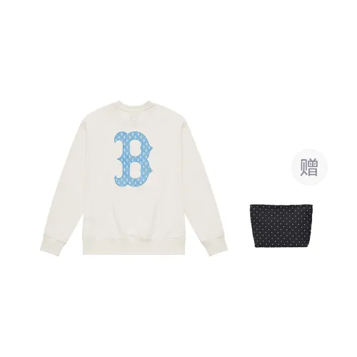 MLB Boston Red Sox MONOGRAM Monogram Collection 24FW Early Autumn Pullover Crew Neck American Sweatshirt Unisex Cream
