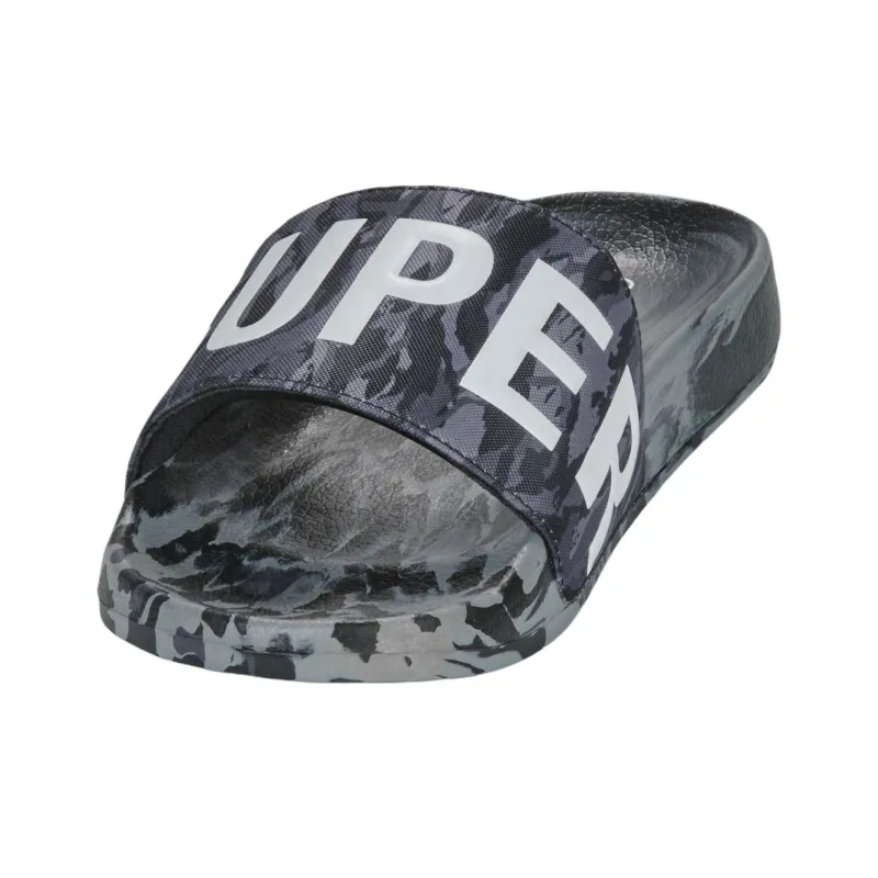 SUPERDRY Abrasion Resistant Slide Slippers Men's Black Gray-2
