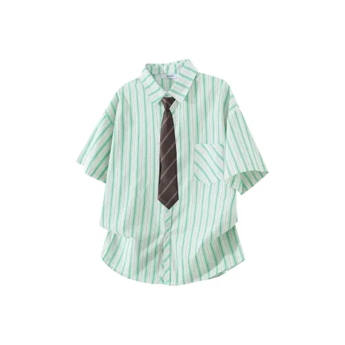 OGEK Shirt Unisex White Blue Comes With Random Print T Shirt+Brooch
