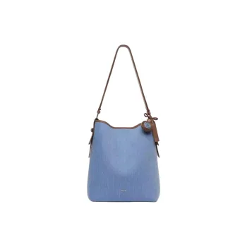 ZESH Denim Bucket Bag, Shoulder Bag Large Size Women's Denim Blue
