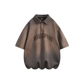 WKPY Suede Lapel Short Sleeved Polo Shirt Unisex