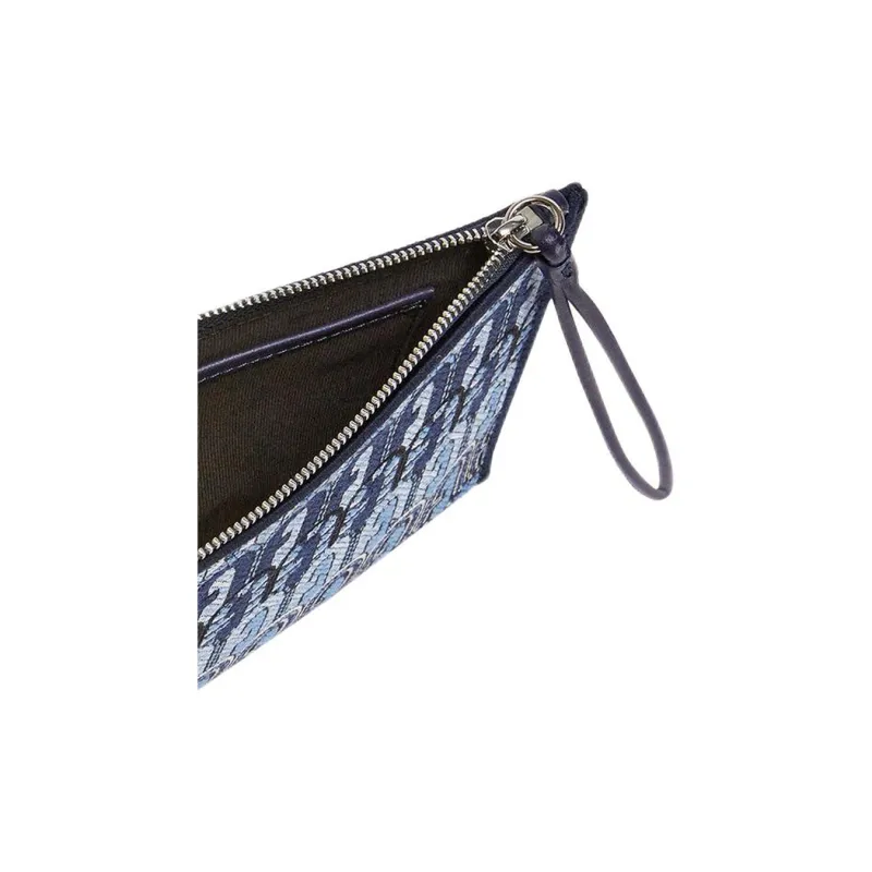 Furla Jacquard Leather Clutch Women's Blue-4