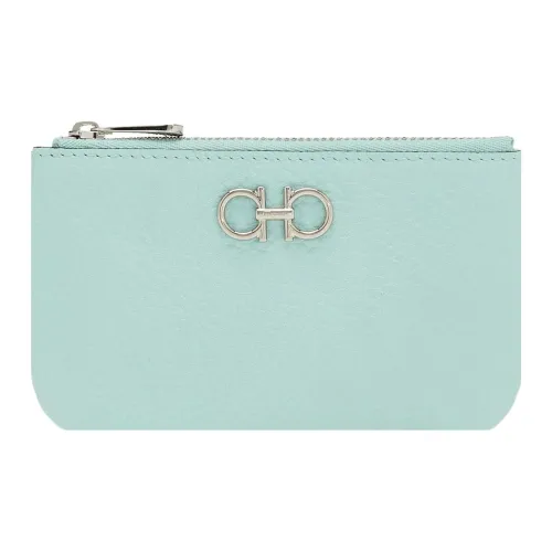 FERRAGAMO GANCINI Calfskin Key Pouch Women's Light Aqua Green