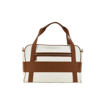 ELEVENTY FIRSTCLASS MADE IN ITALY Cotton Travel Bag Men's Brown & White