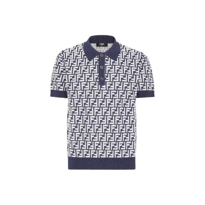 FENDI Ff Motif Short-Sleeved Knit Polo Shirt-0