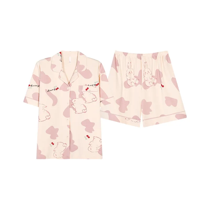 Pretty Lady Pajama Set Women's Pink Apricot-0
