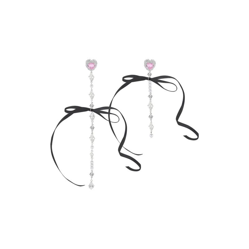 PARANOID PUPPY Heart Fringe Earrings Women's-6