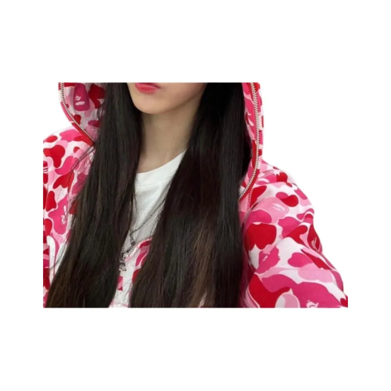 A BATHING APE Abc Bearfull Zip Hoodie Pink-3