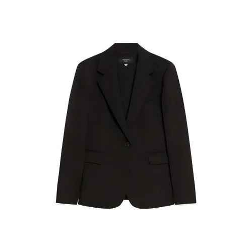 WEEKEND MaxMara Lamine Collection Natural Stretch Wool Blazer Business Suit Women's Black