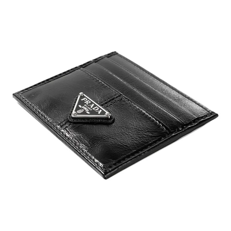 PRADA Leather Card Holder Men's Black-4