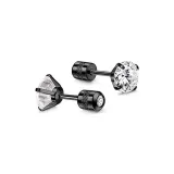Black-Iridescent Star Stud Earrings (3MM)
