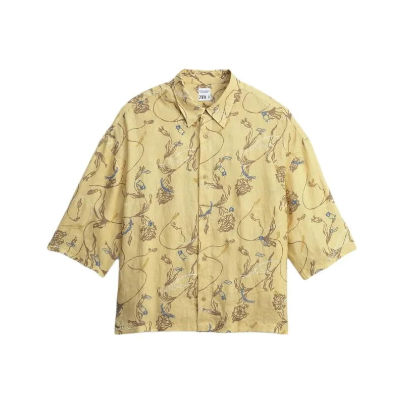 ZARA Shirts Men Light Yellow-0