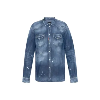 DSQUARED 2 Long Sleeved Curved Hem Shirt