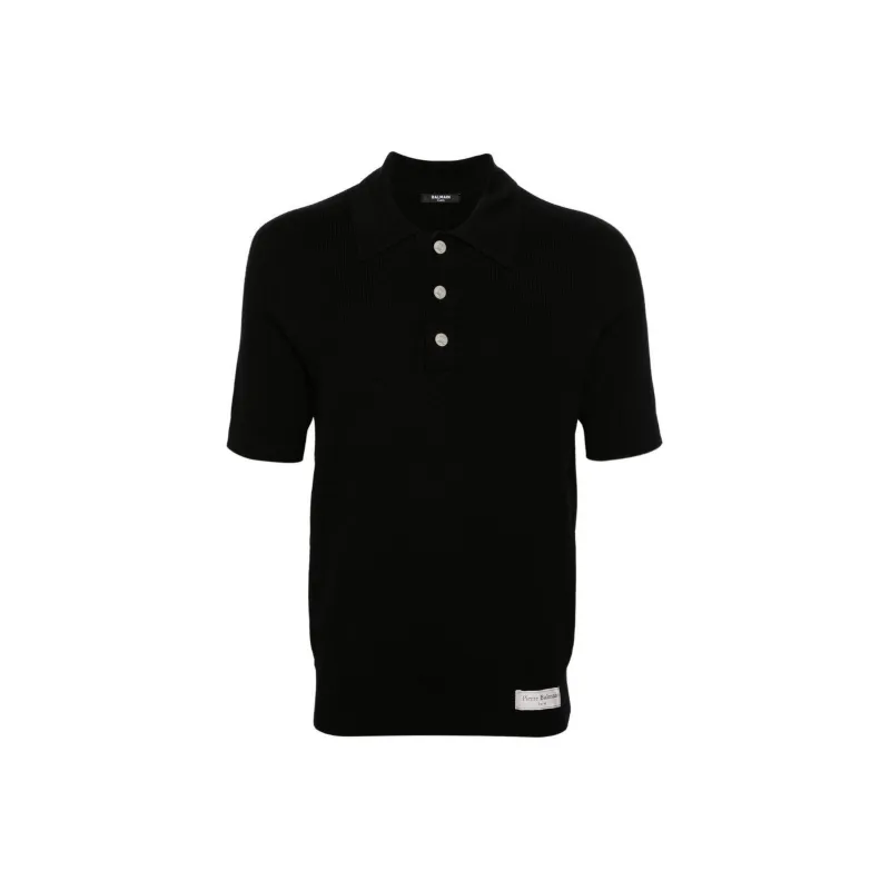 BALMAIN Short sleeve Merino Polo Shirt-0