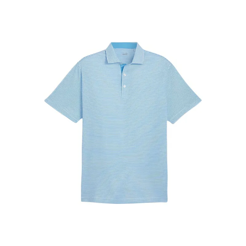 PUMA Isle Men's Golf Pique Polo Polo Shirt Men's Water Blue-white Luminous-0