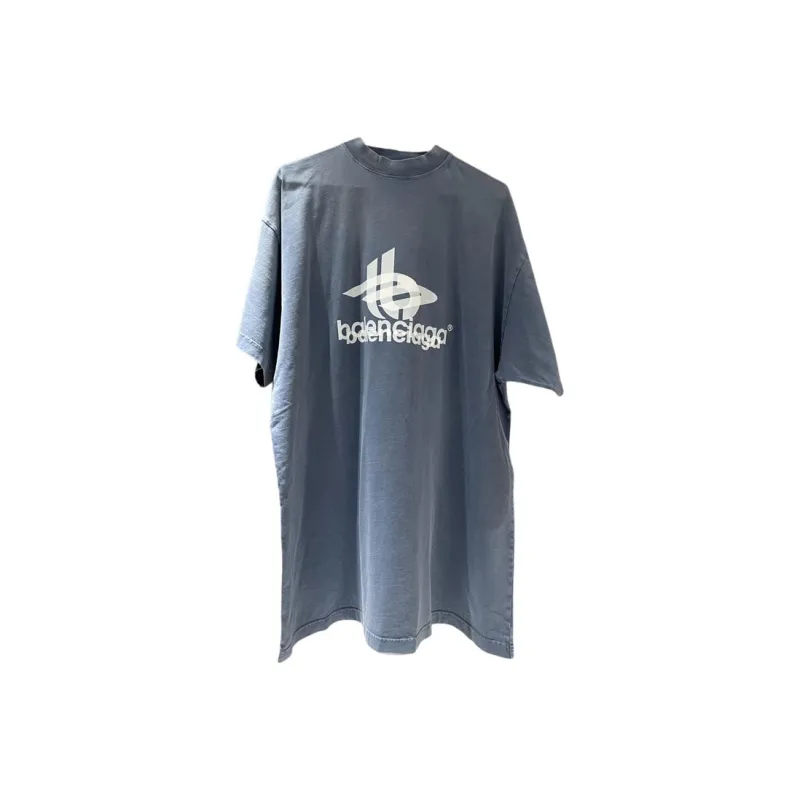 Balenciaga T Shirt Loose Fit Style Unisex Blue-0