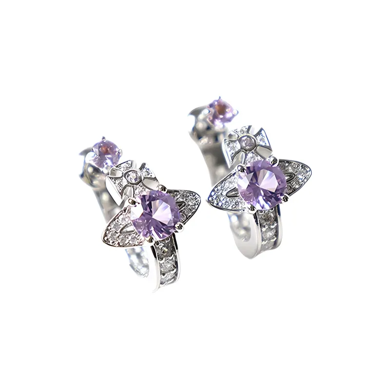 Vivienne Westwood Maitena Brass Earrings Unisex Silver/Purple-4