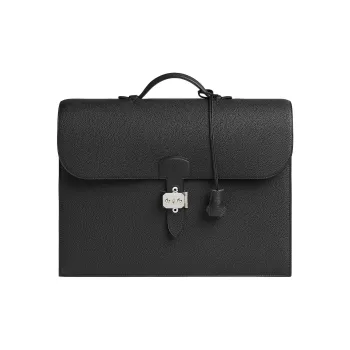 HERMES Sac A Depeches Togo Calfskin Briefcase, Handbag Men's 89 Noir Black