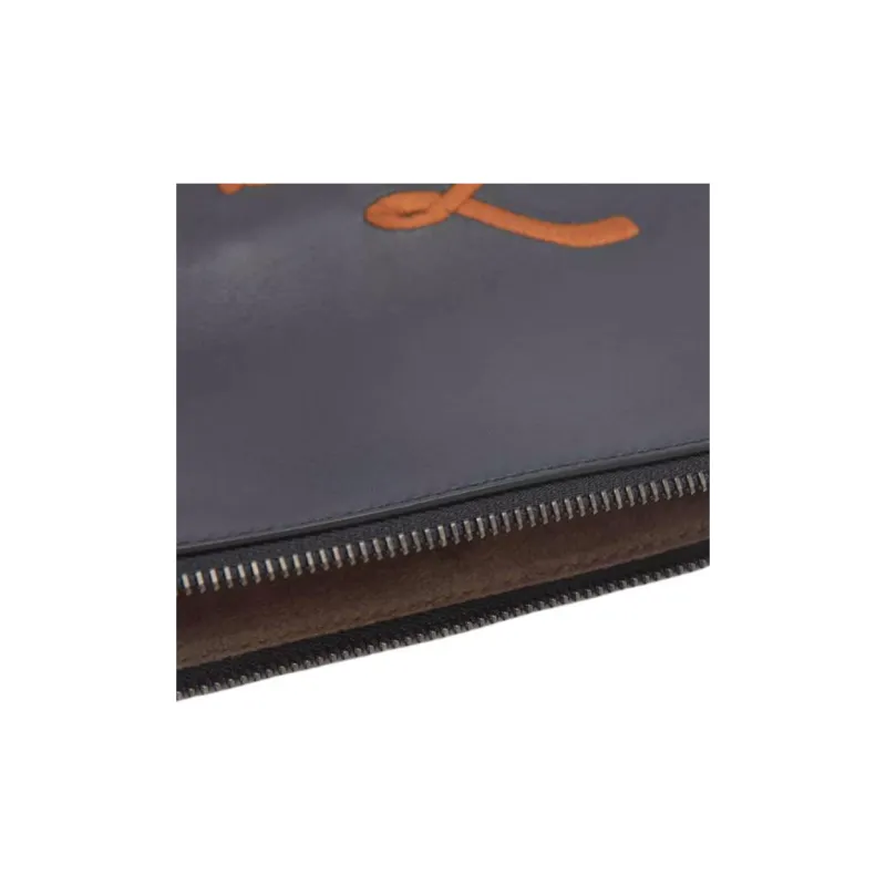 Zegna Sheepskin Clutch Medium Size Men's Navy Blue-11