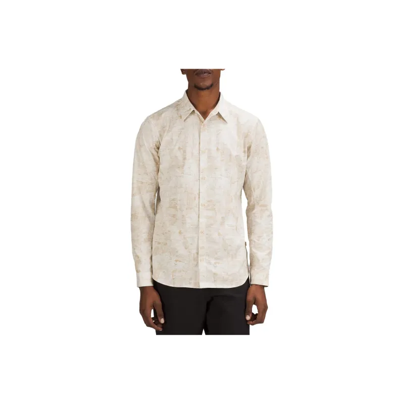 Lululemon New Venture No Stink Zinc™ Fabric Shirt Men's Shutter Patchwork Antique White-0