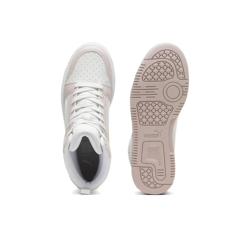 PUMA Rebound V6 Anti Slip Wear Resistant High Top Skateboard Shoes Unisex White Pink-3