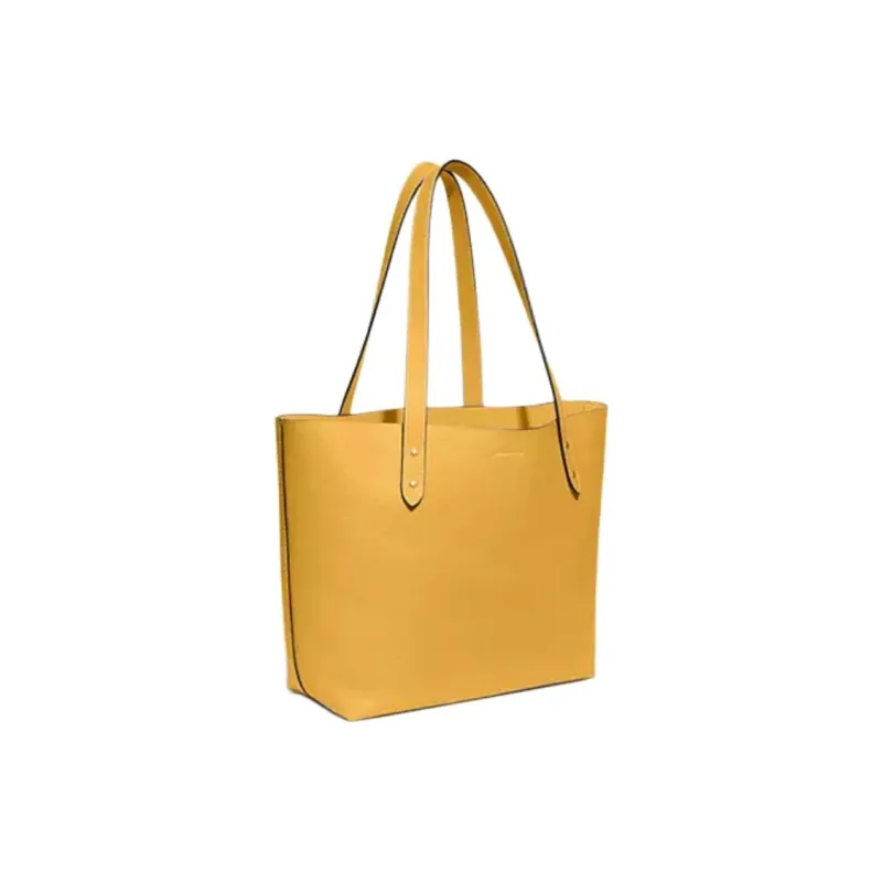 COACH Pebbled Leather Tote Bag, Shopping Bag, Handbag, Shoulder Bag Women's Yellow-1
