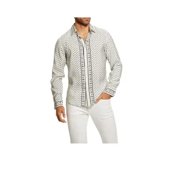 GUESS Eco Sandwash Bandana Shirt Shirt Men's White