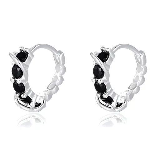 CUOOYINO 925 Sterling Silver Earrings Women's Black
