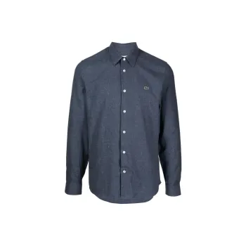 LACOSTE Logo-patch Long-sleeve Chambray Shirt
