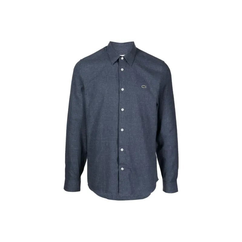 LACOSTE Logo-patch Long-sleeve Chambray Shirt-0