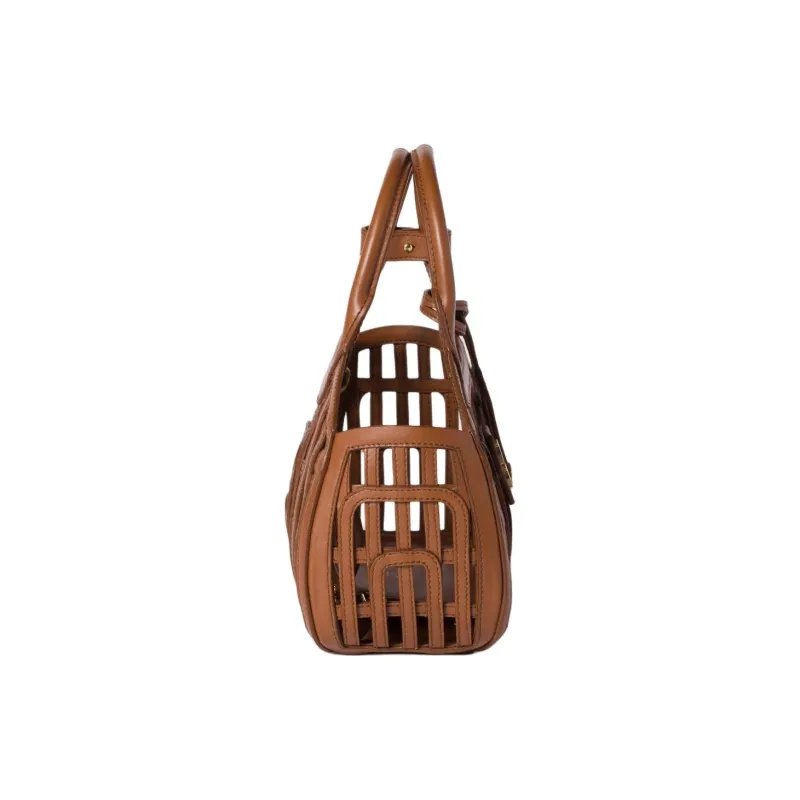 MIU MIU Calfskin One Shoulder Handbag Women's Dark Brown-2