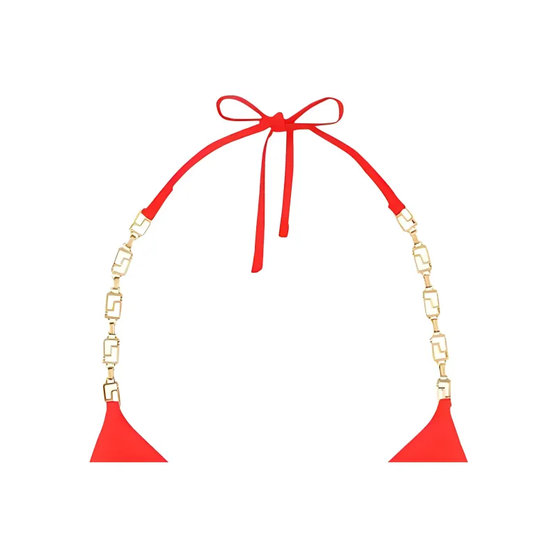 VERSACE Greca Chain Bikini Top 'Red'-2