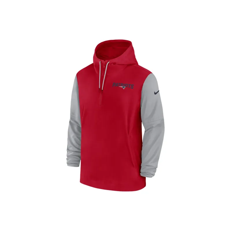 Nike New England Patriots Sideline Pre Game Player Men's Nike Nfl 1/2 Zip Hooded Jacket-0