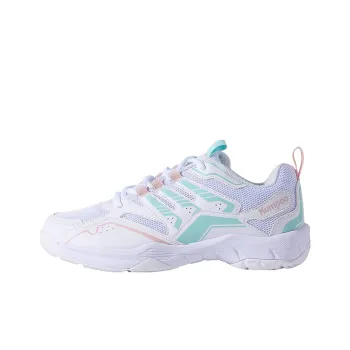 KUMPOO Cushioning, Breathable, Supportive Low Top Badminton Shoes Unisex White/Blue/Pink