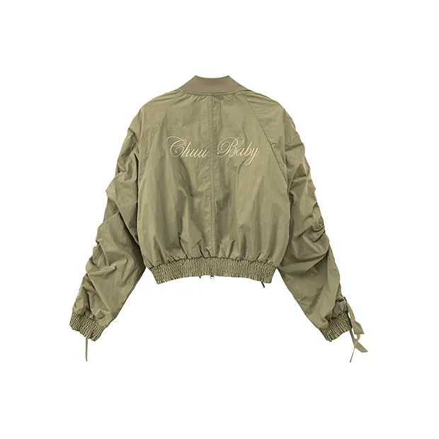 CHUU Cropped Coat Women's Gray Pea Green-1