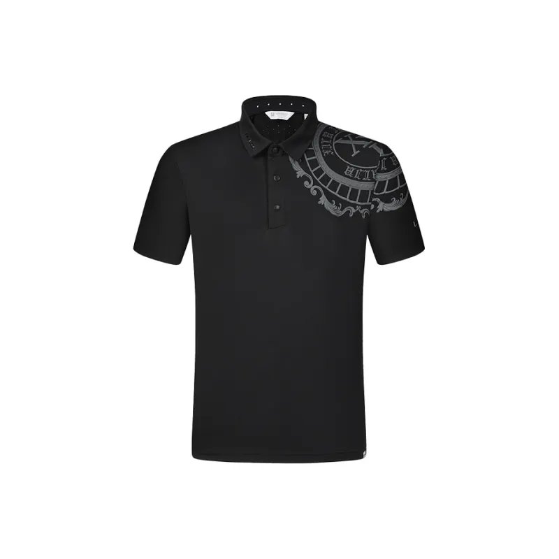 FILA Golf Series Short Sleeved Polo Shirt Men's Pitch Black-0