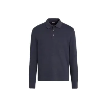 Zegna FW23 Polo Shirt Men's Marine Blue