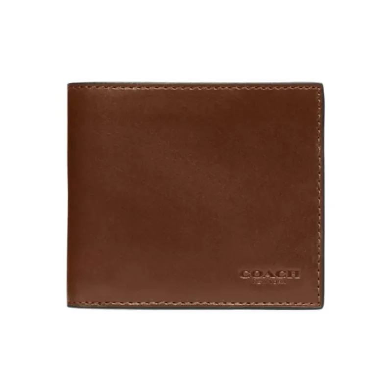 COACH Billfold Wallet Buffalo Leather Coin Purses Wallets Men's Brown-0