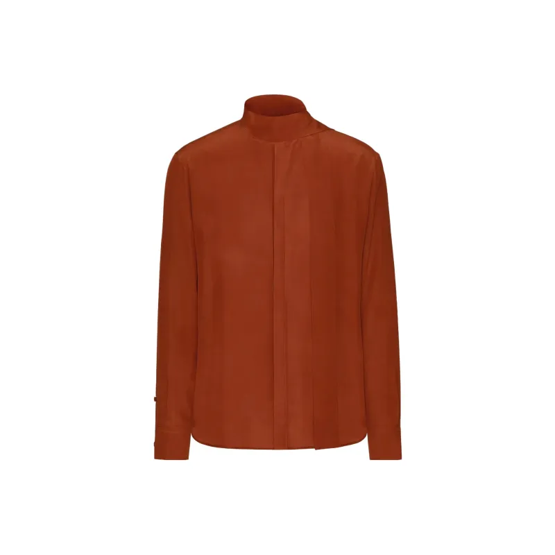 Valentino Washed Silk Shirt With Neck Tie Shirt Men's Red-0