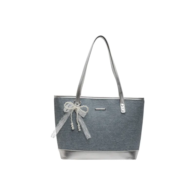 Wenpercy PU Tote Bag, Shopping Bag, Shoulder Bag Women's Silver/Black-0