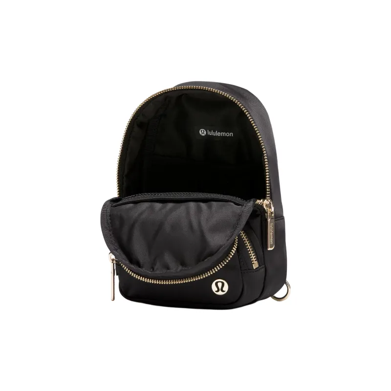 Lululemon Everywhere Nylon Sling Bag Unisex Black & Gold-2