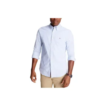 Tommy Hilfiger Regular Fit Stripe Stretch Oxford Shirt Shirts Provence Shirt Men's Blue