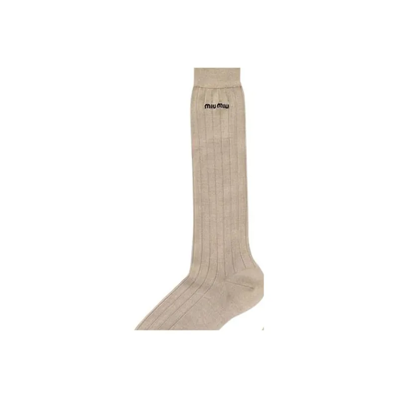 MIU MIU Knee High Socks Women's 1 Pack Brown-4