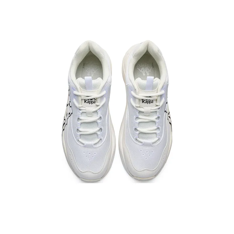 Kappa Anti Slip Wear Resistant Low Top Chunky Sneakers Unisex Classic White/Black-3