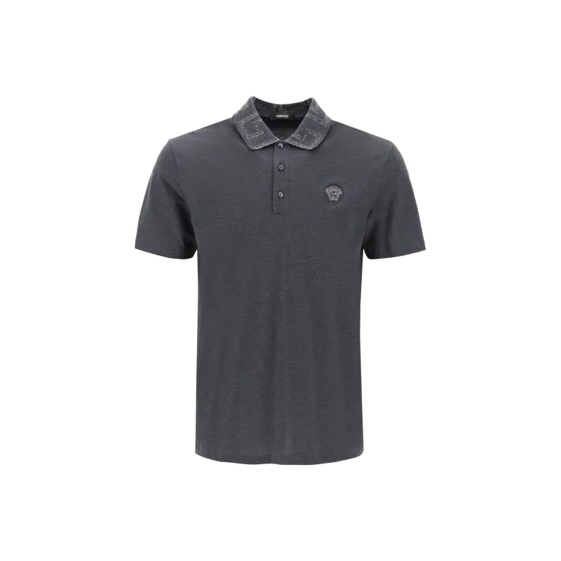 VERSACE Greca-collar Polo Shirt-0