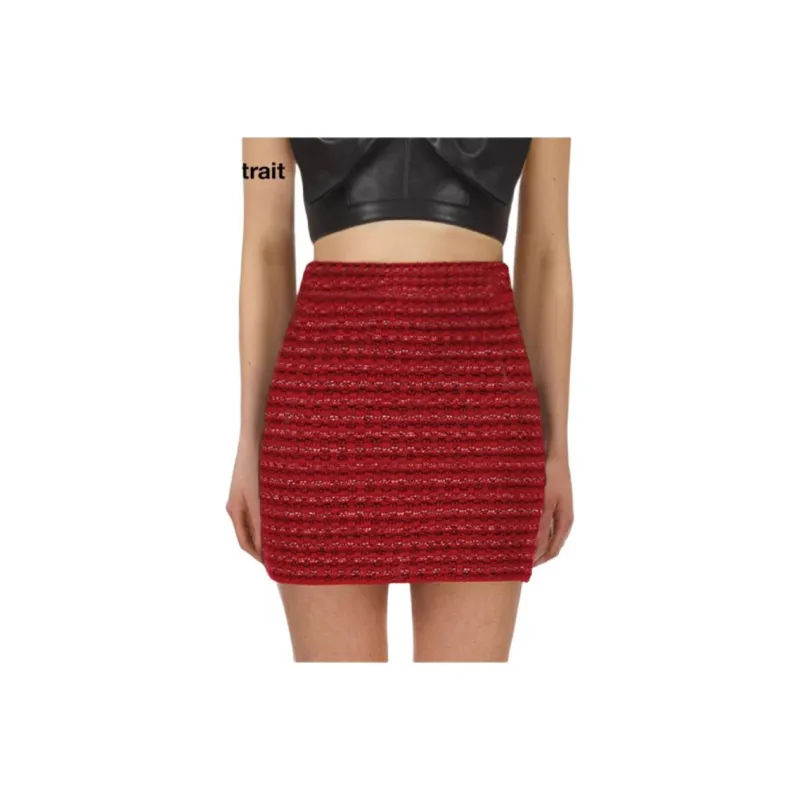 Self portrait Casual Short Skirts Women's Burgundy-4